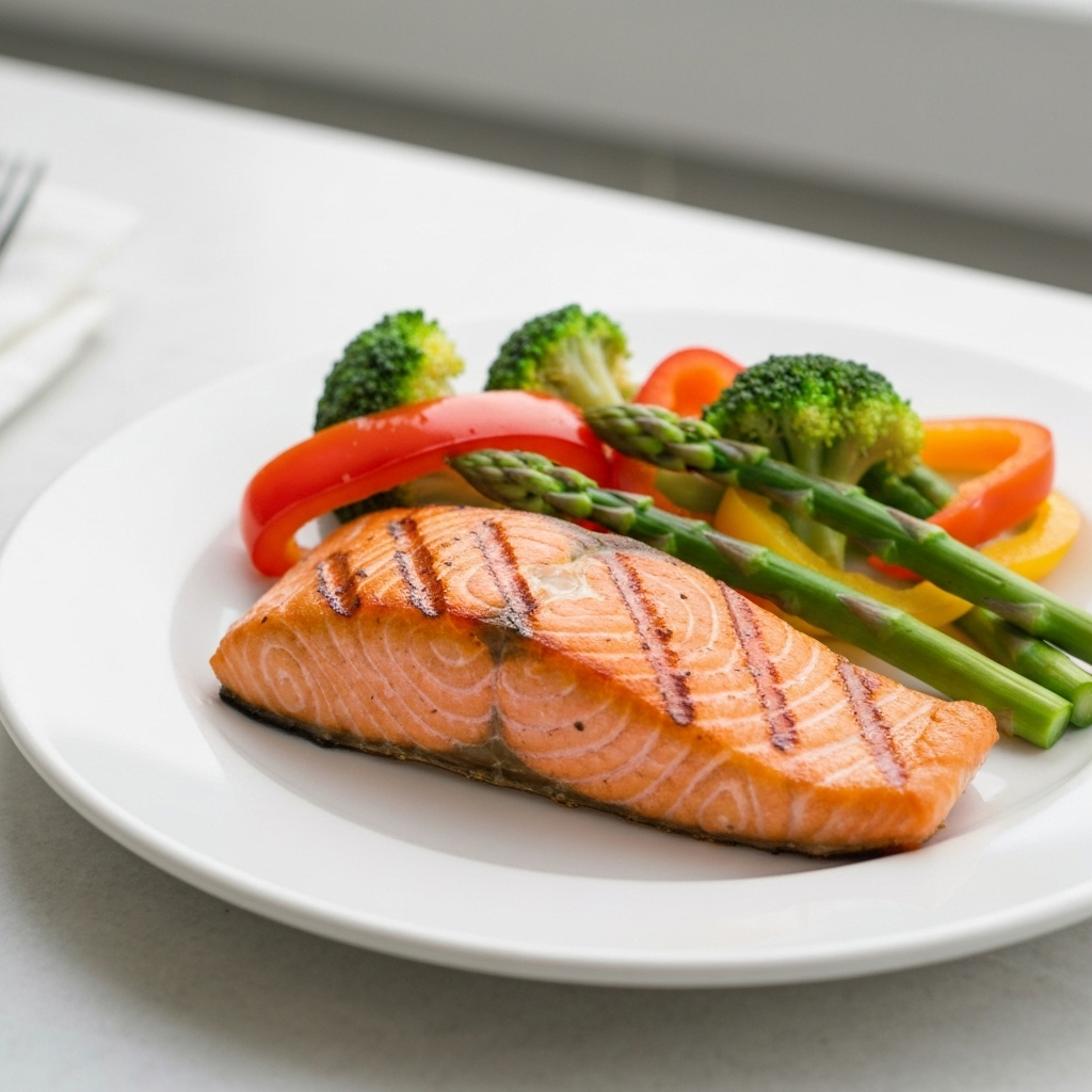 Grilled salmon dish